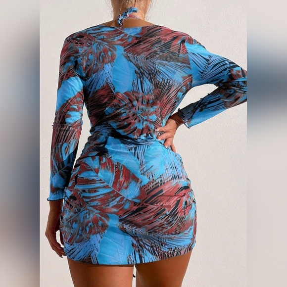 2/$50 Summer 3 Piece Triangle Halter Bikini Bathing Suit  Cover Up Boho-(#1,484) - Picture 2 of 5